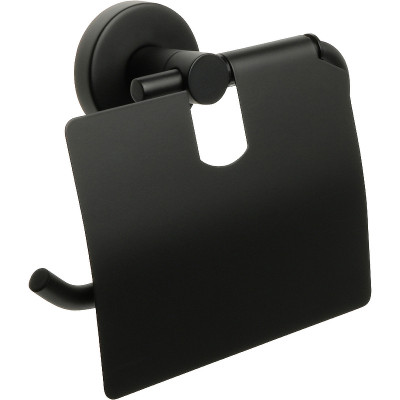 Настенный держатель туалетной бумаги Fixsen Comfort Black FX-86010 с крышкой черный матовый