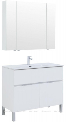 Комплект мебели для ванной Aquanet Алвита New 100 1 ящик, 2 дверцы, белый матовый (00274184)