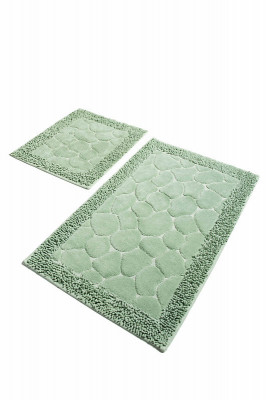 Комплект ковриков для ванной Primanova (2 предмета) 60х100 см и 50х60 см. STONE мятный, DR-63020