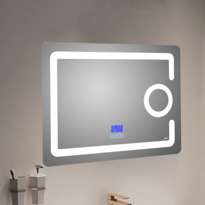 Зеркало в ванную с LED-подсветкой MELANA-8060 подогрев часы космет зеркало Bluetooth MLN-LED091B 800х600