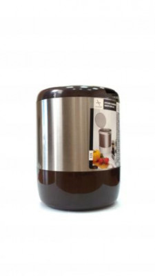 Урна Primanova с крышкой из нержавеющей стали, круглая коричневая, LIMA, 3л, 15,5х15,5х20 см металл, пластик M-E29-10
