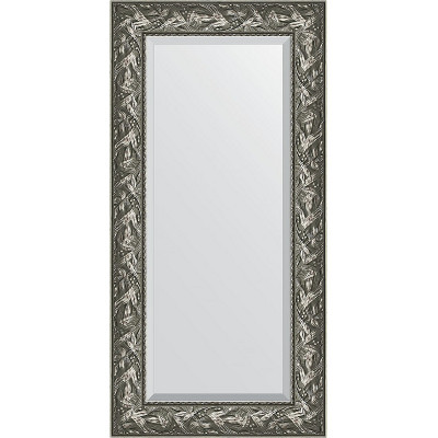 Зеркало настенное Evoform Exclusive 119х59 BY 3494 с фацетом в багетной раме Византия серебро 99 мм