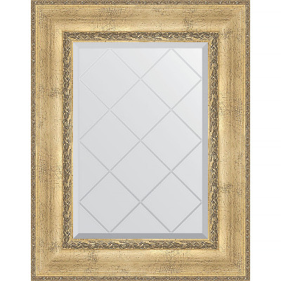 Зеркало настенное Evoform ExclusiveG 80х62 BY 4041 с гравировкой в багетной раме Состаренное серебро с орнаментом 120 мм