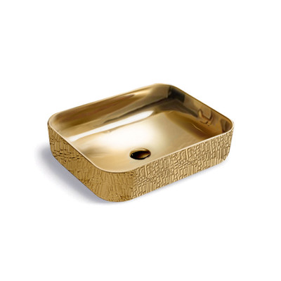 Раковина керамическая Vincea VBS-105G1 500х410х130 накладная прямоугольная золото