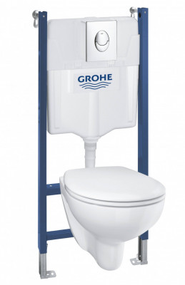 Готовый набор для туалета GROHE Bau Ceramic, инсталляция для подвесного унитаза GROHE Solido 5 в 1 (39419000)