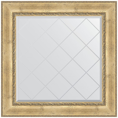 Зеркало настенное Evoform ExclusiveG 92х92 BY 4342 с гравировкой в багетной раме Состаренное серебро с орнаментом 120 мм