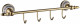 Планка с крючками для ванной (4 крючка) Savol S-06874B латунь золото  (S-06874B)