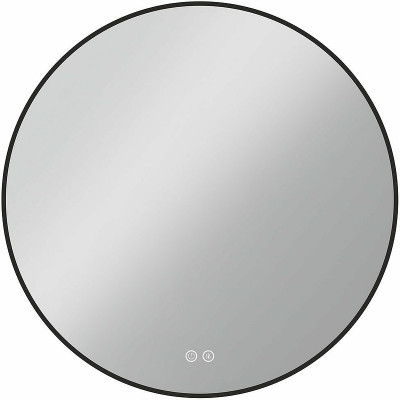 Зеркало настенное в ванную Vincea 80 VLM-3DE800B-2 с подсветкой черное с сенсорным вкл с подогревом и диммером округлое