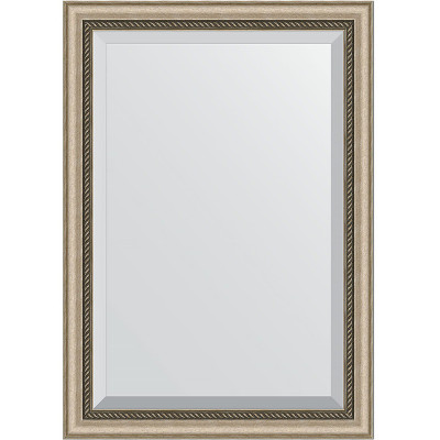Зеркало настенное Evoform Exclusive 103х73 BY 1192 с фацетом в багетной раме Состаренное серебро с плетением 70 мм