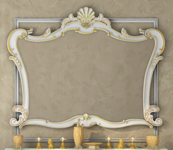 Зеркало для ванной Misty Bianco 90 белое сусальное золото 90х90 (Л-Бья02090-391)