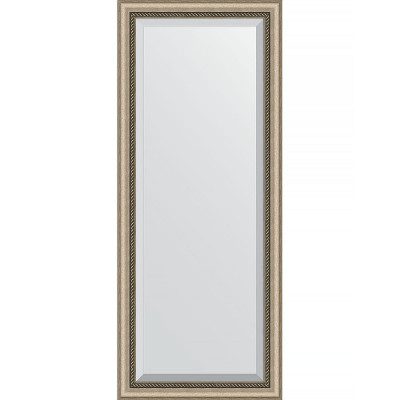 Зеркало настенное Evoform Exclusive 153х63 BY 1182 с фацетом в багетной раме Состаренное серебро с плетением 70 мм