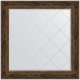 Зеркало настенное Evoform ExclusiveG 112х112 BY 4473 с гравировкой в багетной раме Состаренное дерево с орнаментом 120 мм  (BY 4473)