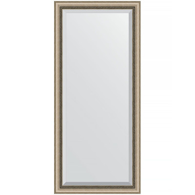 Зеркало настенное Evoform Exclusive 163х73 BY 1202 с фацетом в багетной раме Состаренное серебро с плетением 70 мм