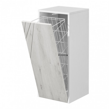 Шкафчик Aquaton Сакура с корзиной ольха наварра, белый глянец (1A220703SKW80), для ванной