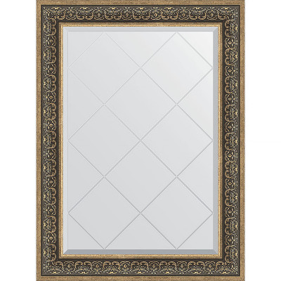 Зеркало настенное Evoform ExclusiveG 106х79 BY 4207 с гравировкой в багетной раме Вензель серебряный 101 мм