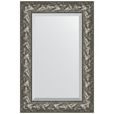 Зеркало настенное Evoform Exclusive 89х59 BY 3416 с фацетом в багетной раме Византия серебро 99 мм