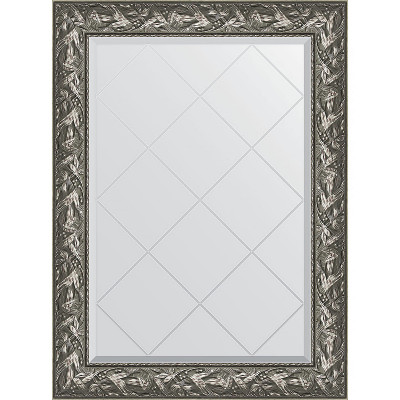 Зеркало настенное Evoform ExclusiveG 106х79 BY 4200 с гравировкой в багетной раме Византия серебро 99 мм