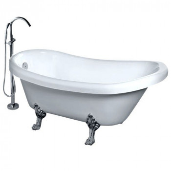 Акриловая ванна GEMY G9030 C с ножками 175х82х82 см, белая/хром