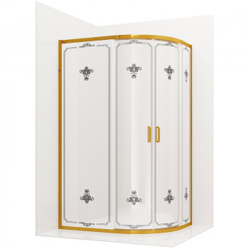 Душевой угол Ambassador Royal 120x80 18015301 пр-ль золото стекло белое с рисунком