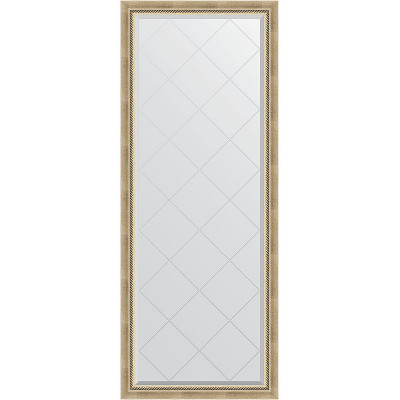 Зеркало напольное Evoform ExclusiveG Floor 198х78 BY 6302 с гравировкой в багетной раме Состаренное серебро с плетением 70 мм