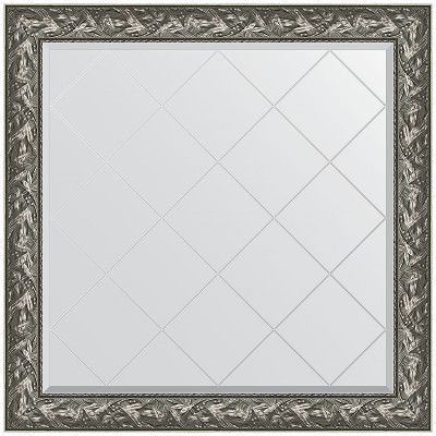 Зеркало настенное Evoform ExclusiveG 109х109 BY 4458 с гравировкой в багетной раме Византия серебро 99 мм