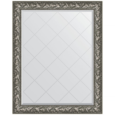 Зеркало настенное Evoform ExclusiveG 124х99 BY 4372 с гравировкой в багетной раме Византия серебро 99 мм