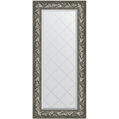 Зеркало настенное Evoform ExclusiveG 128х59 BY 4071 с гравировкой в багетной раме Византия серебро 99 мм