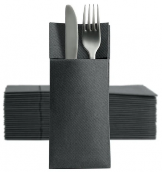 Конверты для столовых приборов Duni Soft Point чёрные 32×38 см 50 штук