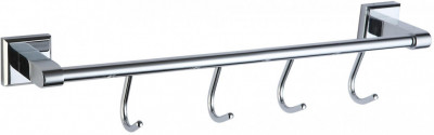 Планка с крючками для ванной (4 крючка) Savol S-009574 латунь хром