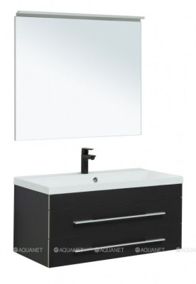 Комплект мебели для ванной Aquanet Верона 90 New черный матовый (00281107)