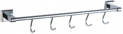 Планка с крючками для ванной (5 крючков) Savol S-009575 латунь хром