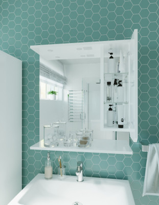 Зеркальный шкафчик для ванной 1MarkaКода 80 Лайт Белый глянец, МДФ (У57596)