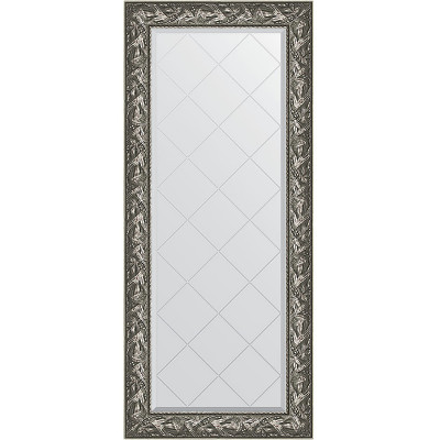 Зеркало настенное Evoform ExclusiveG 158х69 BY 4157 с гравировкой в багетной раме Византия серебро 99 мм