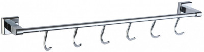 Планка с крючками для ванной (6 крючков) Savol S-009576 латунь хром