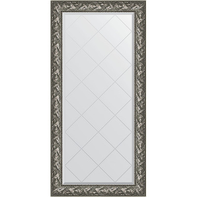 Зеркало настенное Evoform ExclusiveG 161х79 BY 4286 с гравировкой в багетной раме Византия серебро 99 мм