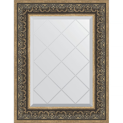 Зеркало настенное Evoform ExclusiveG 76х59 BY 4035 с гравировкой в багетной раме Вензель серебряный 101 мм