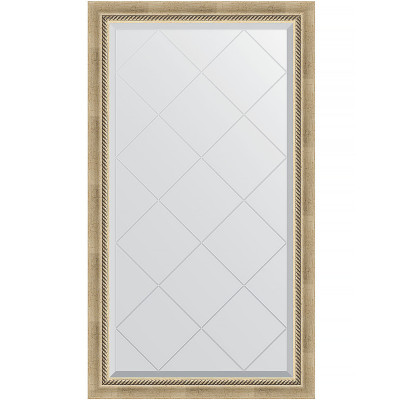 Зеркало настенное Evoform ExclusiveG 128х73 BY 4218 с гравировкой в багетной раме Состаренное серебро с плетением 70 мм