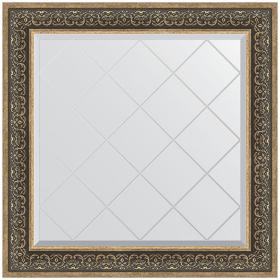 Зеркало настенное Evoform ExclusiveG 89х89 BY 4336 с гравировкой в багетной раме Вензель серебряный 101 мм