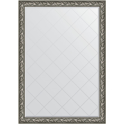 Зеркало настенное Evoform ExclusiveG 188х134 BY 4501 с гравировкой в багетной раме Византия серебро 99 мм