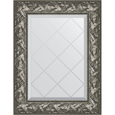 Зеркало настенное Evoform ExclusiveG 76х59 BY 4028 с гравировкой в багетной раме Византия серебро 99 мм