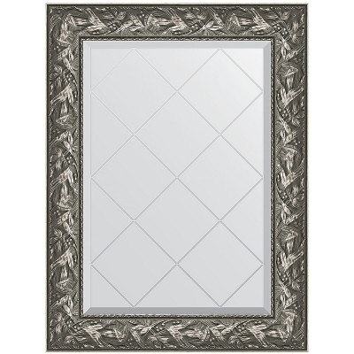 Зеркало настенное Evoform ExclusiveG 91х69 BY 4114 с гравировкой в багетной раме Византия серебро 99 мм