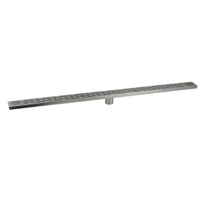 Трап 1200х68 мм, нержавеющая сталь, линейный, вертикальный, крышка решётка узор с гидрозатвором САНАКС (40452)