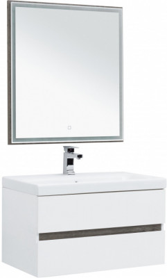 Мебель для ванной Aquanet Беркли 80 белый/дуб рошелье (зеркало дуб рошелье) подвесная (00258969)