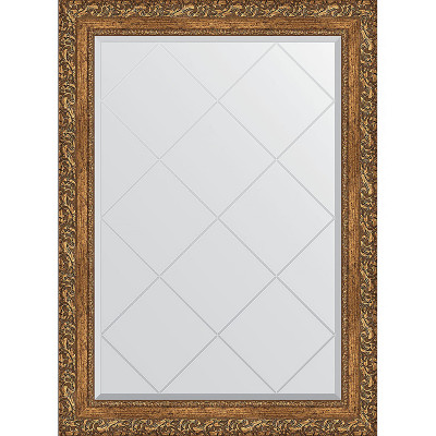 Зеркало настенное Evoform ExclusiveG 102х75 BY 4185 с гравировкой в багетной раме Виньетка бронзовая 85 мм