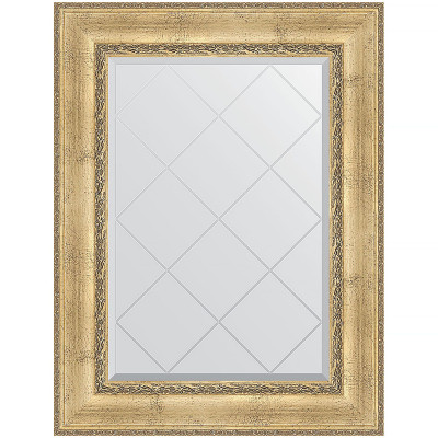 Зеркало настенное Evoform ExclusiveG 95х72 BY 4127 с гравировкой в багетной раме Состаренное серебро с орнаментом 120 мм