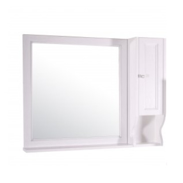 ASB-Woodline Гранда зеркало 80 см со шкафчиком, белый (патина серебро) массив ясеня