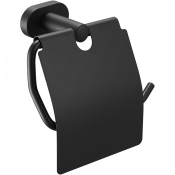 Настенный держатель туалетной бумаги Belz B901 B90103 с крышкой черный матовый
