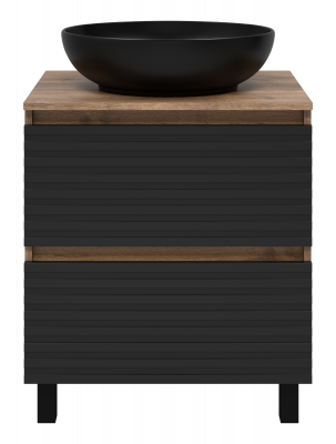 Тумба напольная Brevita Dakota 600x480x620 черный, темное дерево (DAK-07060-19/02-2Я) с раковиной