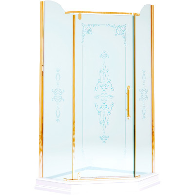 Душевой уголок Migliore Diadema Penta 100x100 24161 профиль золото стекло прозрачное с декором
