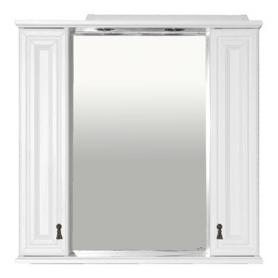 Зеркальный шкаф Misty Лувр 85 с 2мя шкафчиками белый 85х80 (П-Лвр03085-0112Я)